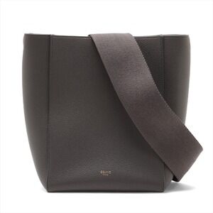Celine Sangle Bucket Leather Shoulder Bag Gray